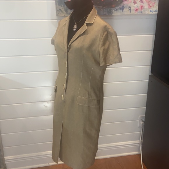 GENNY linen dress with white accent stitching made in Italy US size 12 - Picture 1 of 9
